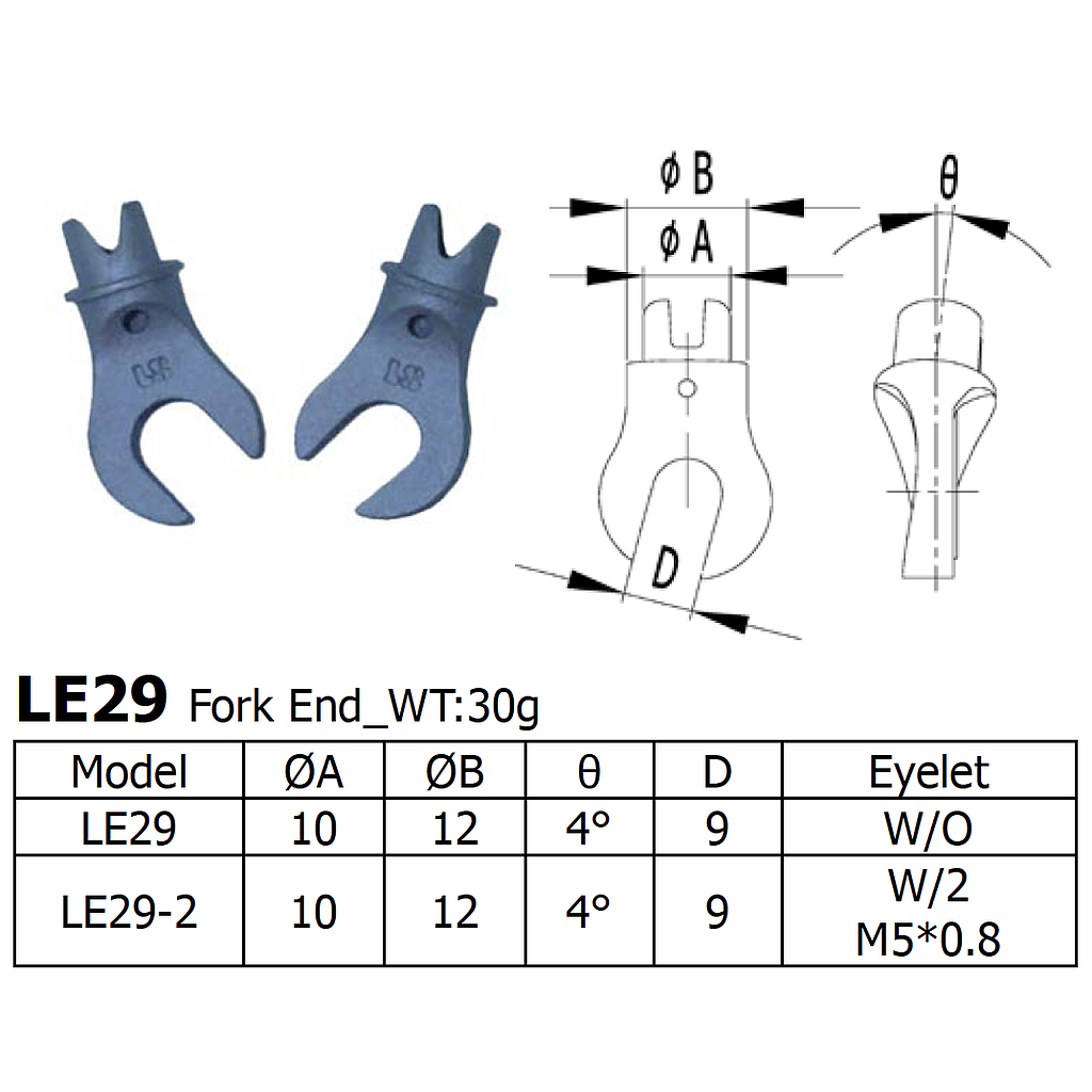 Long Shen Fork End Set (LE29)