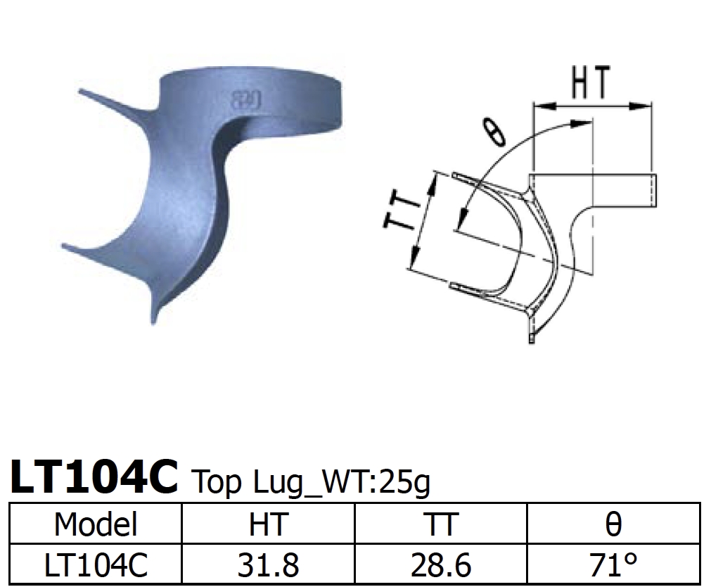 Long Shen 104 Series Top Lug, 1&quot; x 28.6mm (LT104C)