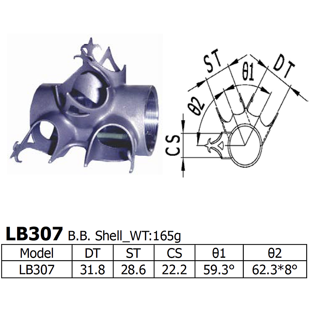Long Shen 307 Series BB Shell, 31.8 x 28.6mm (LB307)