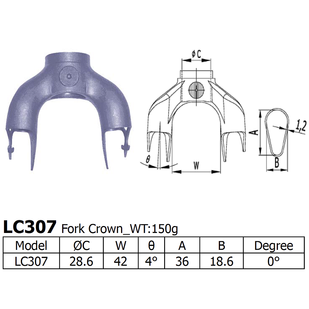 Long Shen 307 Series Fork Crown (LC307) (28.6)