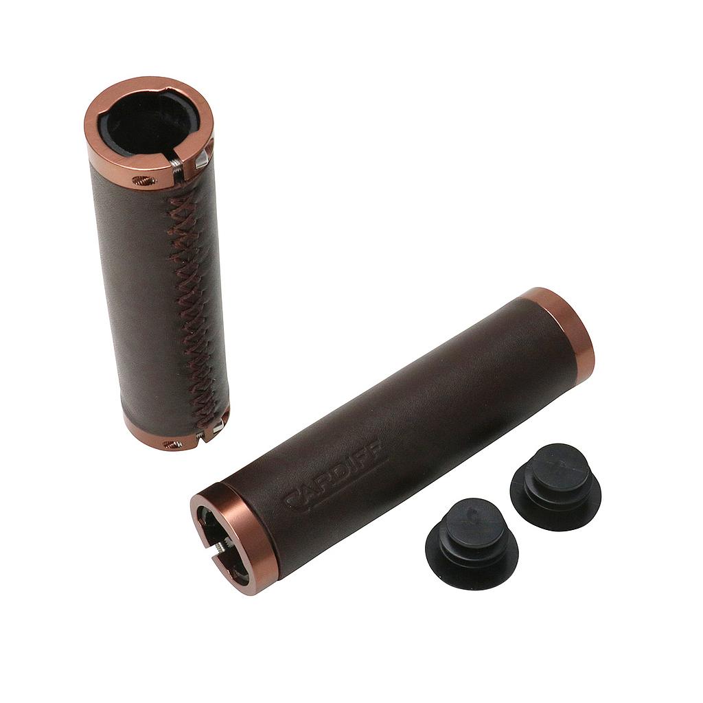 Cardiff Grips Julian Leather Dark Brown, Lock-On