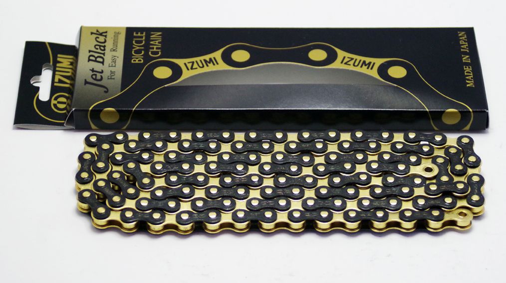 [19939] Izumi Chain 1/8" Jet Black 116L GOLD Links