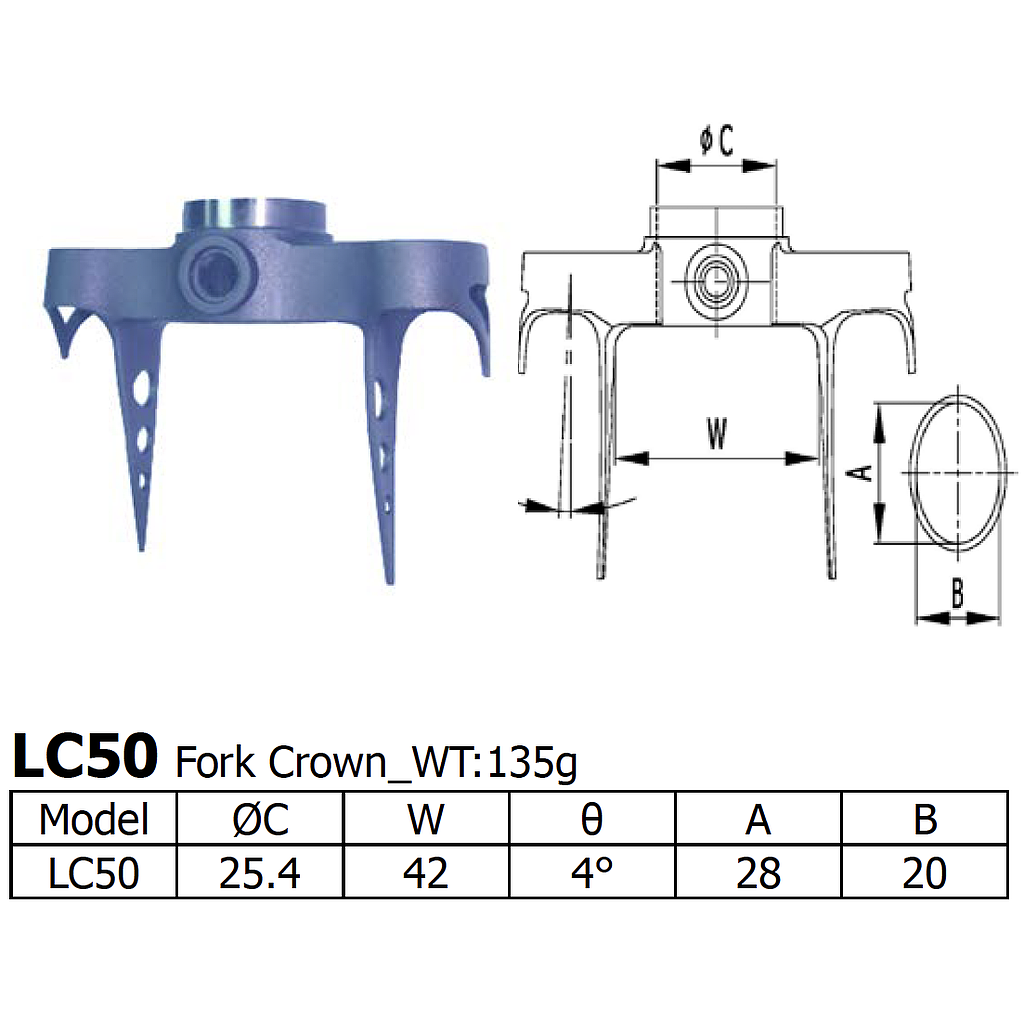 [LS-LC-50] Long Shen Fork Crown (LC50)(25.4)