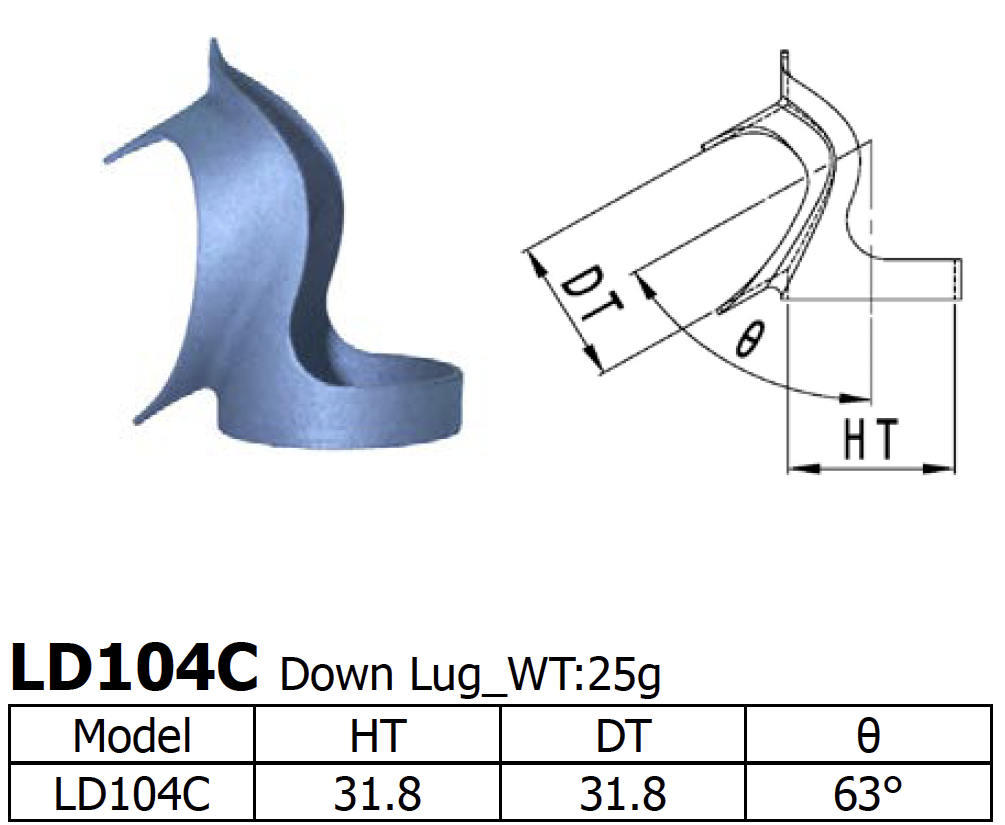 [LS-LD-104-C] Long Shen 104 Series Down Lug 1&quot; x 31.8mm (LD104C)