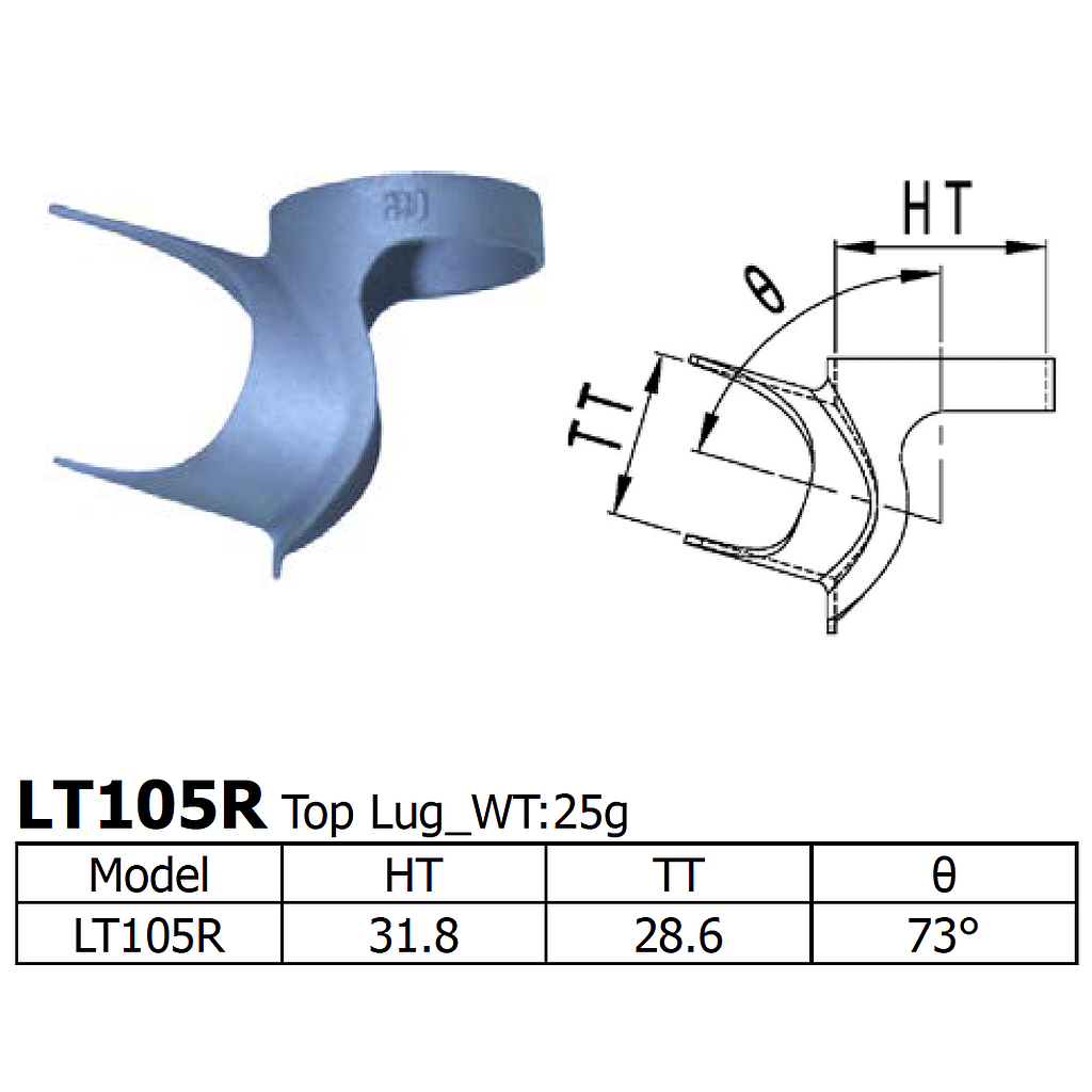 [LS-LT-105-R] Long Shen 105 Series Top Lug 1&quot; x 28.6mm (LT105R)