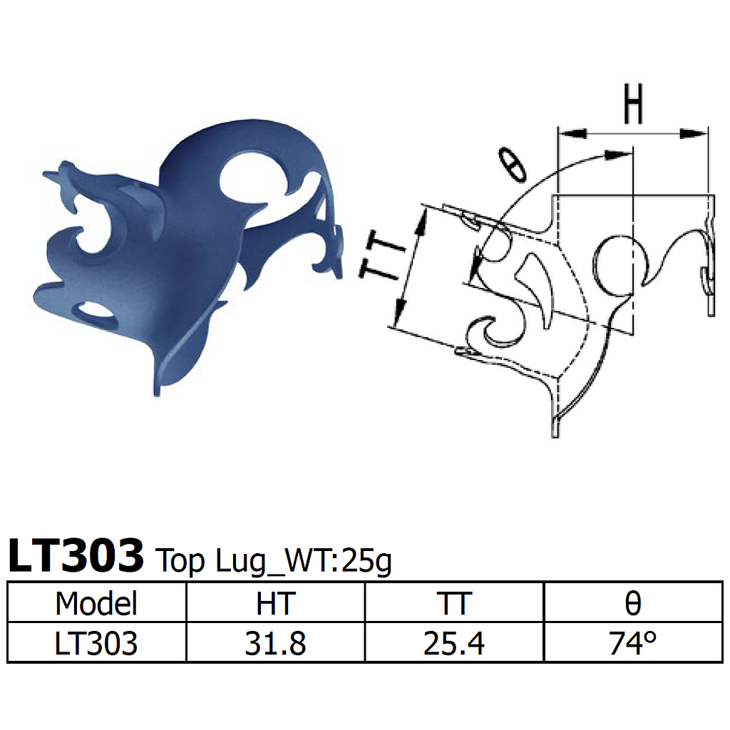 [LS-LT-303] Long Shen 303 Series Top Lug 1" x 25.4mm (LT303)