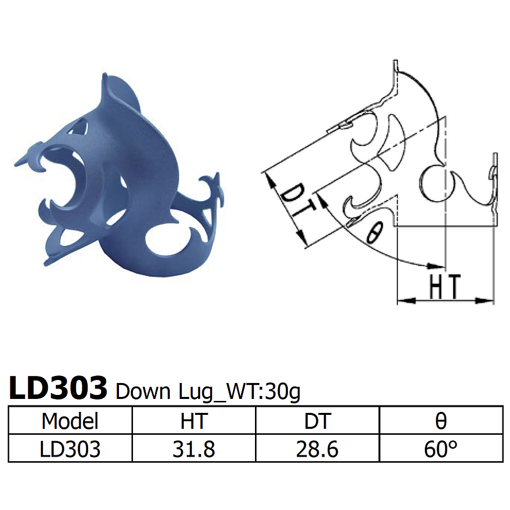 [LS-LD-303] Long Shen 303 Series Down Lug 1" x 28.6mm (LD303)