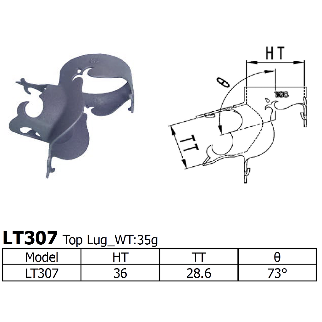 [LS-LT-307] Long Shen 307 Series Top Lug, 1-1/8" x 28.6mm (LT307)