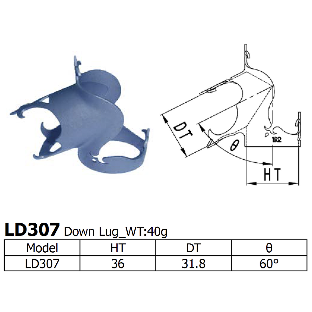 [LS-LD-307] Long Shen 307 Series Down Lug 1-1/8" x 31.8mm (LD307)
