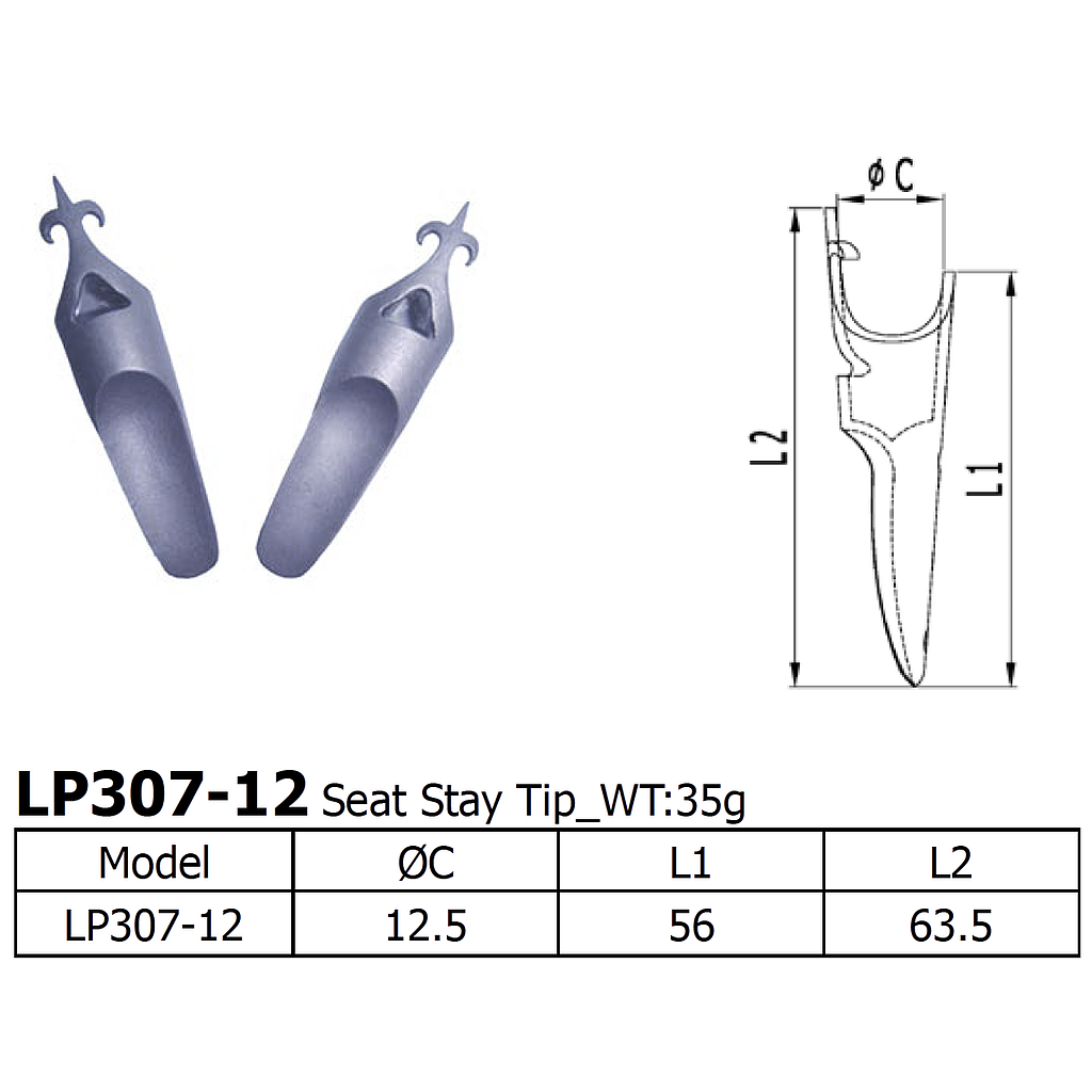 [LS-LP-307-12] Long Shen 307 Series Seat Stay Tip (LP307-12)