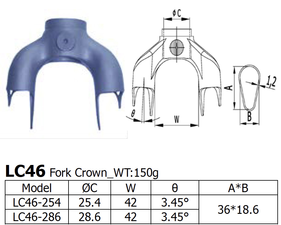 [LS-LC-46-1] Long Shen Fork Crown LC46-25.4 Aero